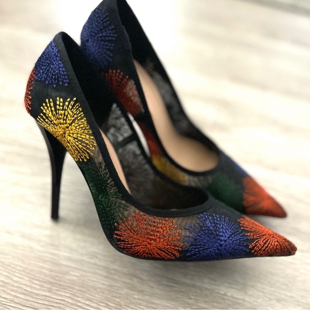 ZARA Trefaluc Embroidered Pumps Size 6 HighHeels Pointy Toe Womens Shoes Size 36 - Picture 3 of 12